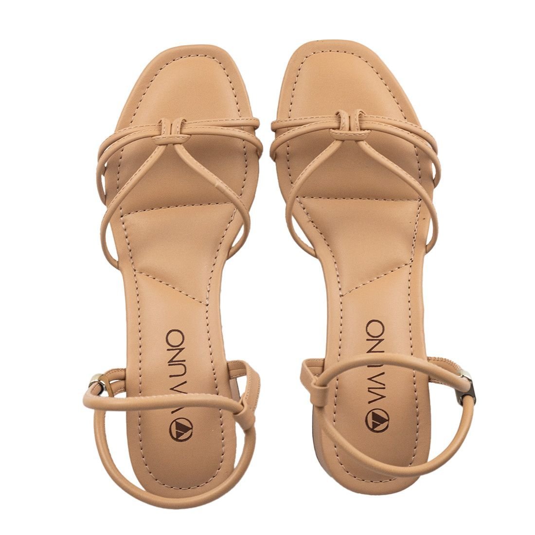 Sandália Via Uno Salto Grosso Tiras Nó Bege 5