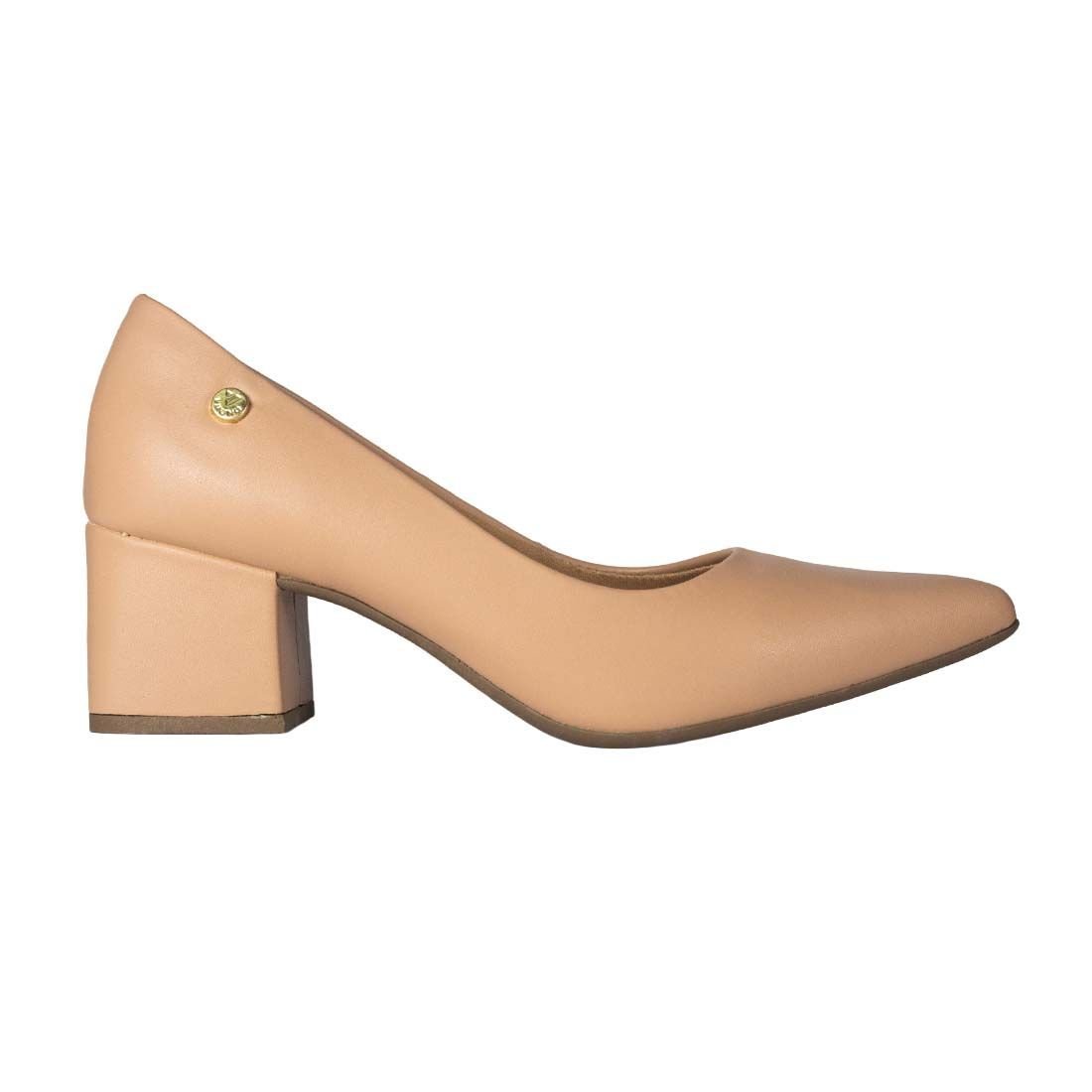 Sapato Via Uno Scarpin Salto Grosso Nude 1