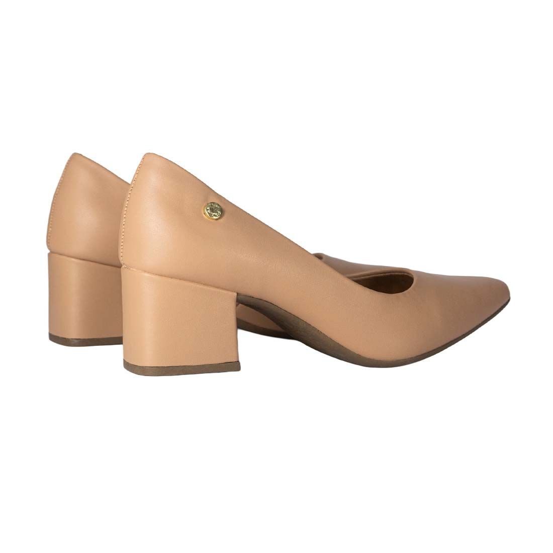Sapato Via Uno Scarpin Salto Grosso Nude 3