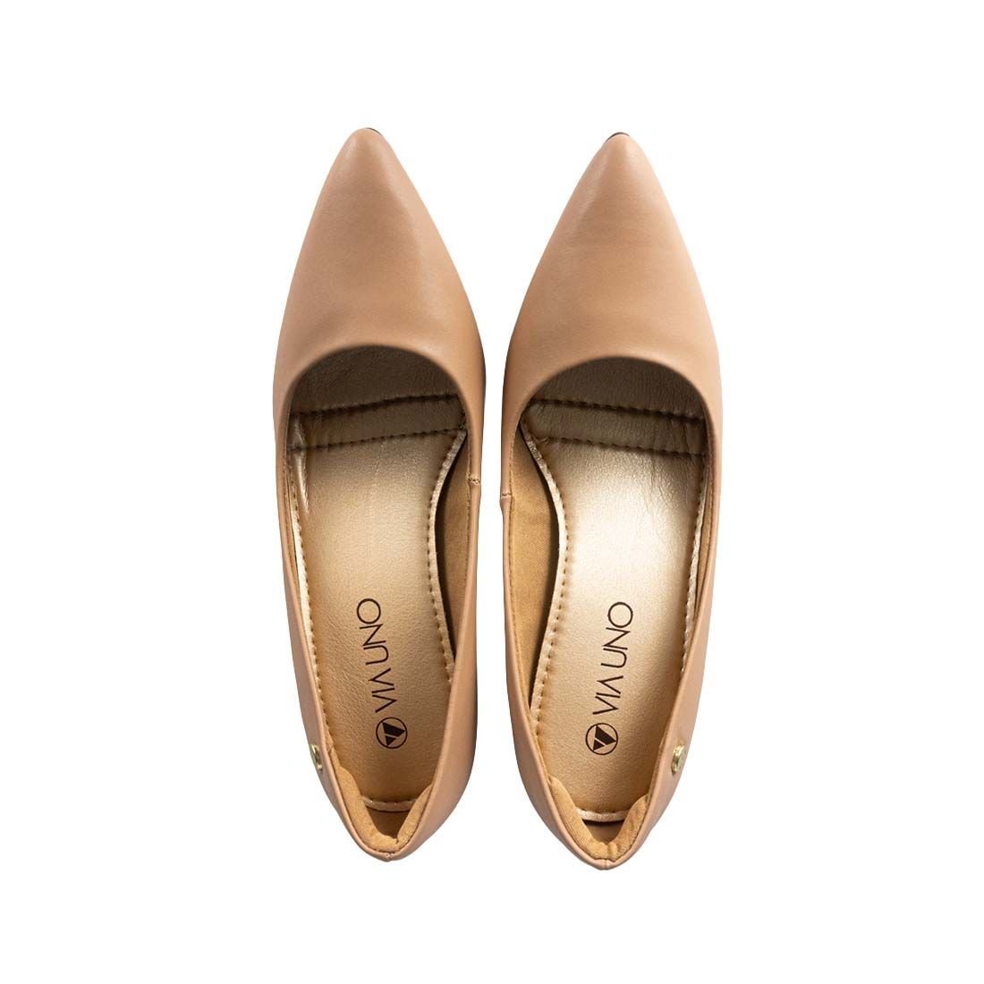 Sapato Via Uno Scarpin Salto Grosso Nude 5