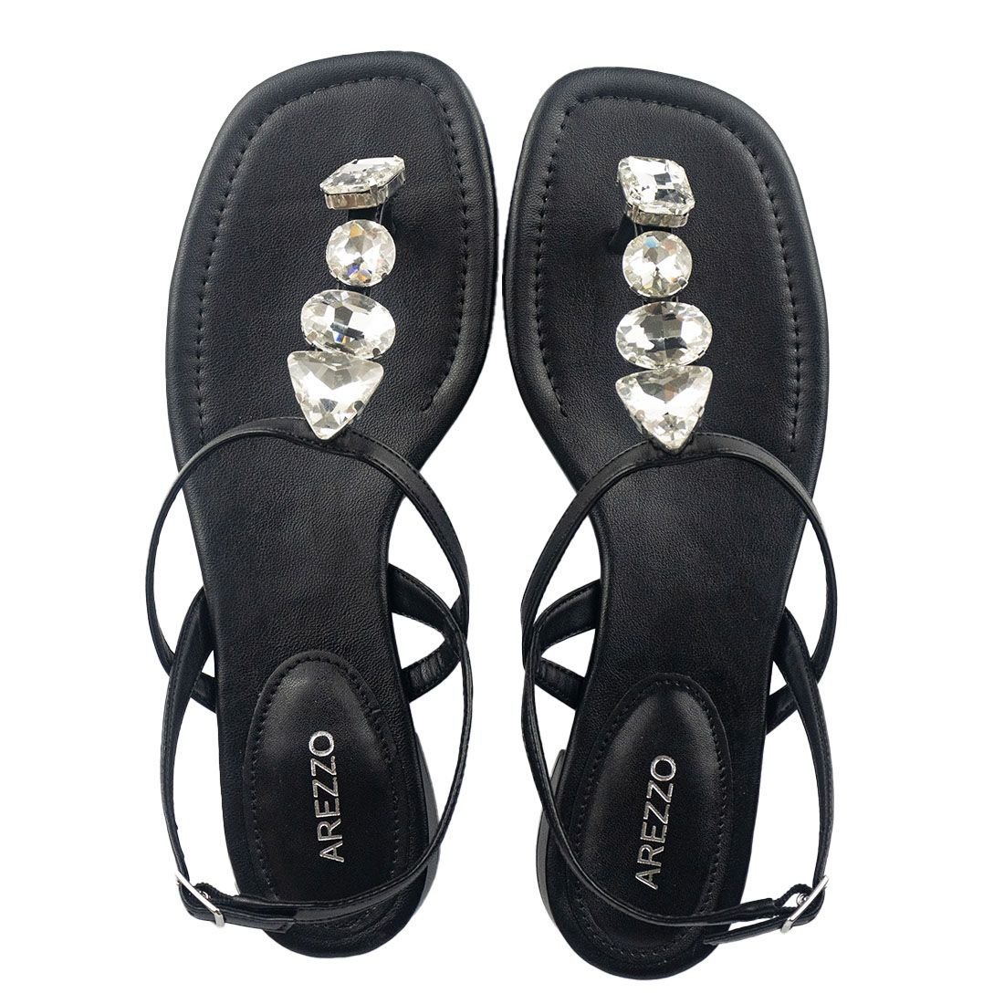 Sandália Arezzo Slim Tiras Detalhe Metal Preto 5
