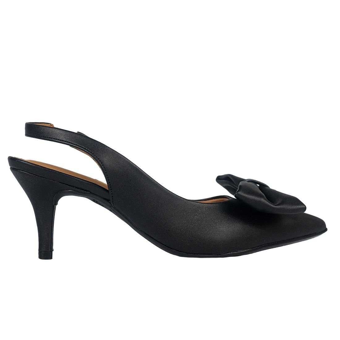 Scarpin Vizzano Bico Fino Slingback Laço Preto 1