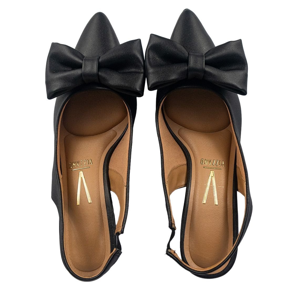 Scarpin Vizzano Bico Fino Slingback Laço Preto 5