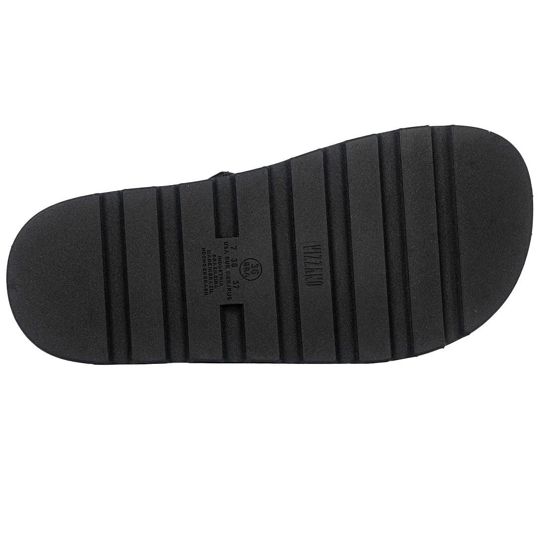 Sandália Papete Vizzano Flat Form Três Tiras Metal Preto 4