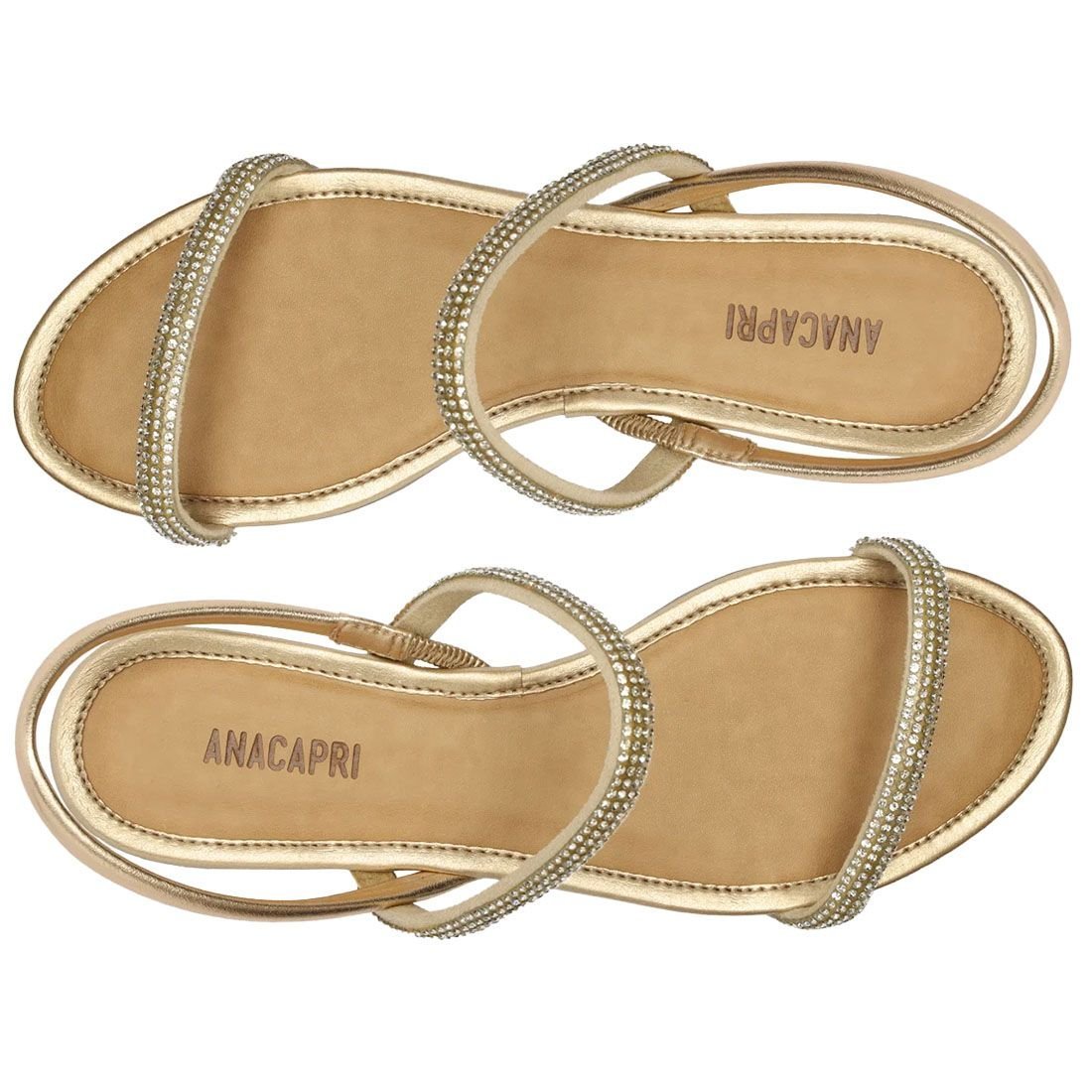 Sandália Rasteira Anacapri Slim Tiras Finas Dourado 6