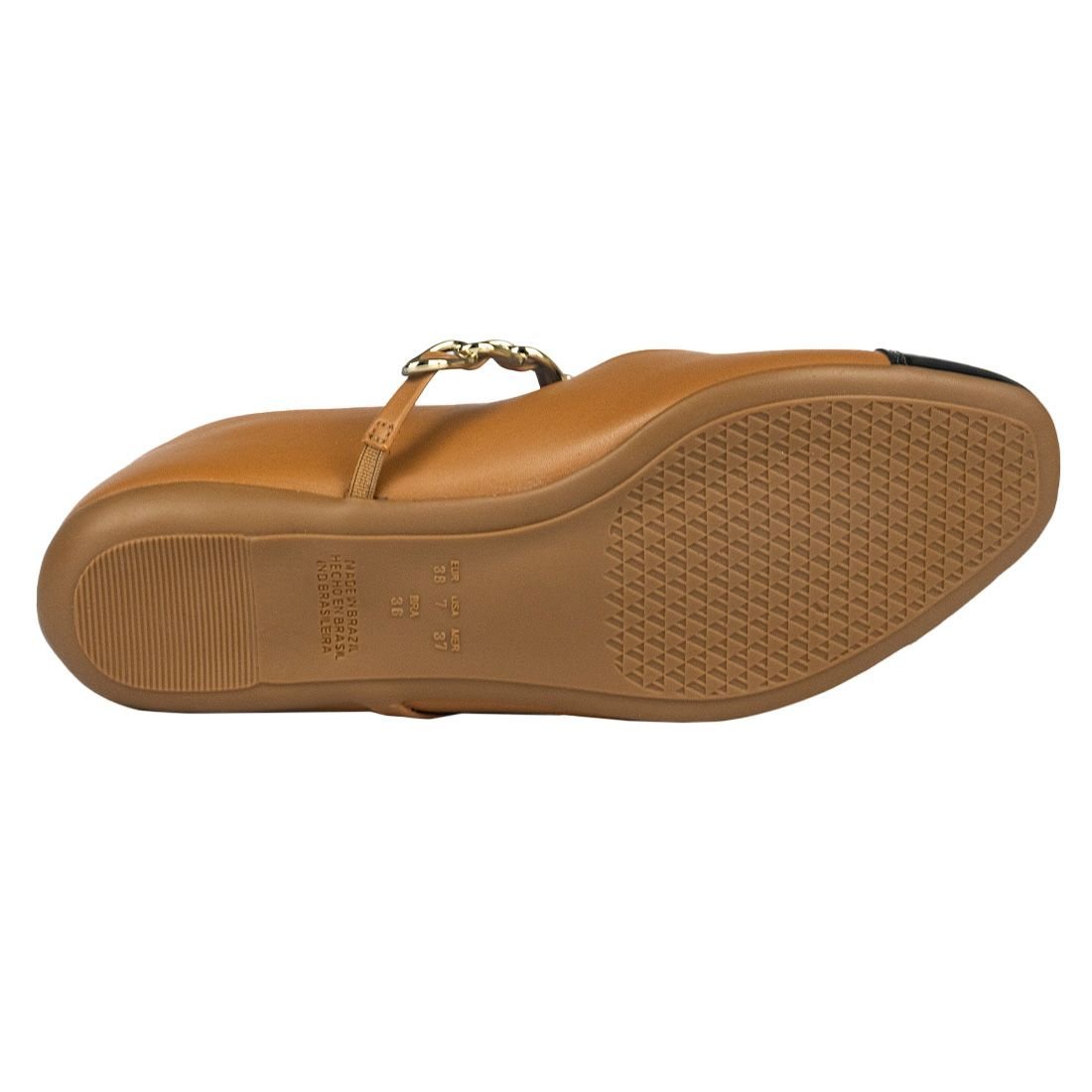 Sapatilha Via Uno Bailarina Bico Redondo Marrom 4