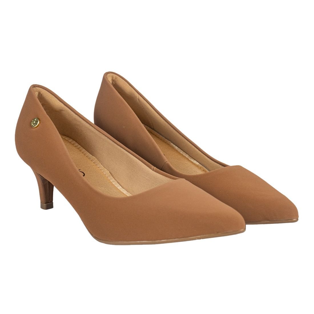 Scarpin Via Uno Bico Fino Salto Baixo Marrom 2