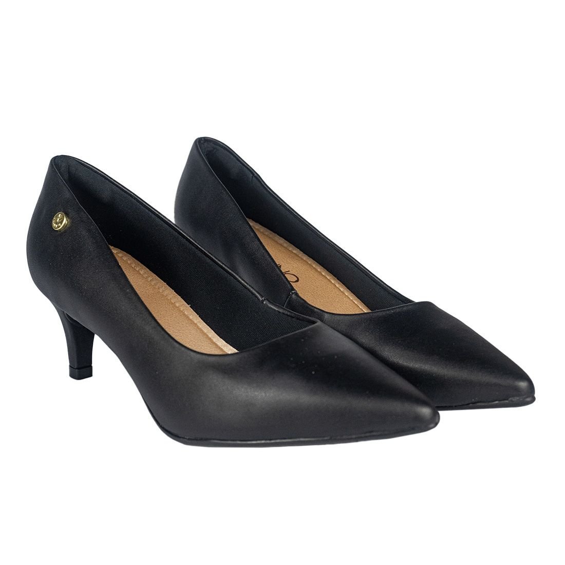 Scarpin Via Uno Bico Fino Salto Baixo Preto 2