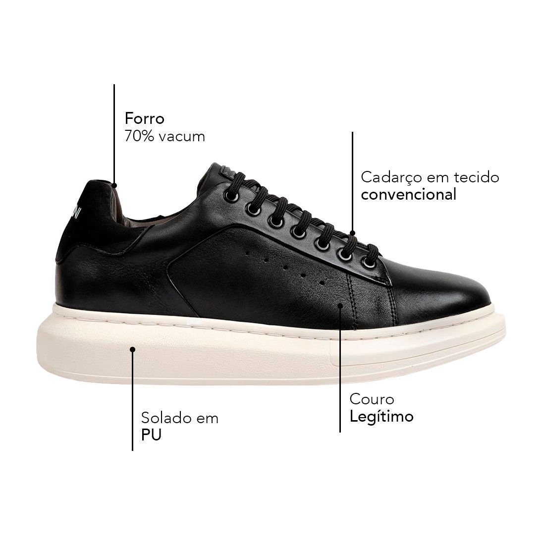 Tênis Sneaker Ferracini Cervo Sport Impulse Preto/Branco 5