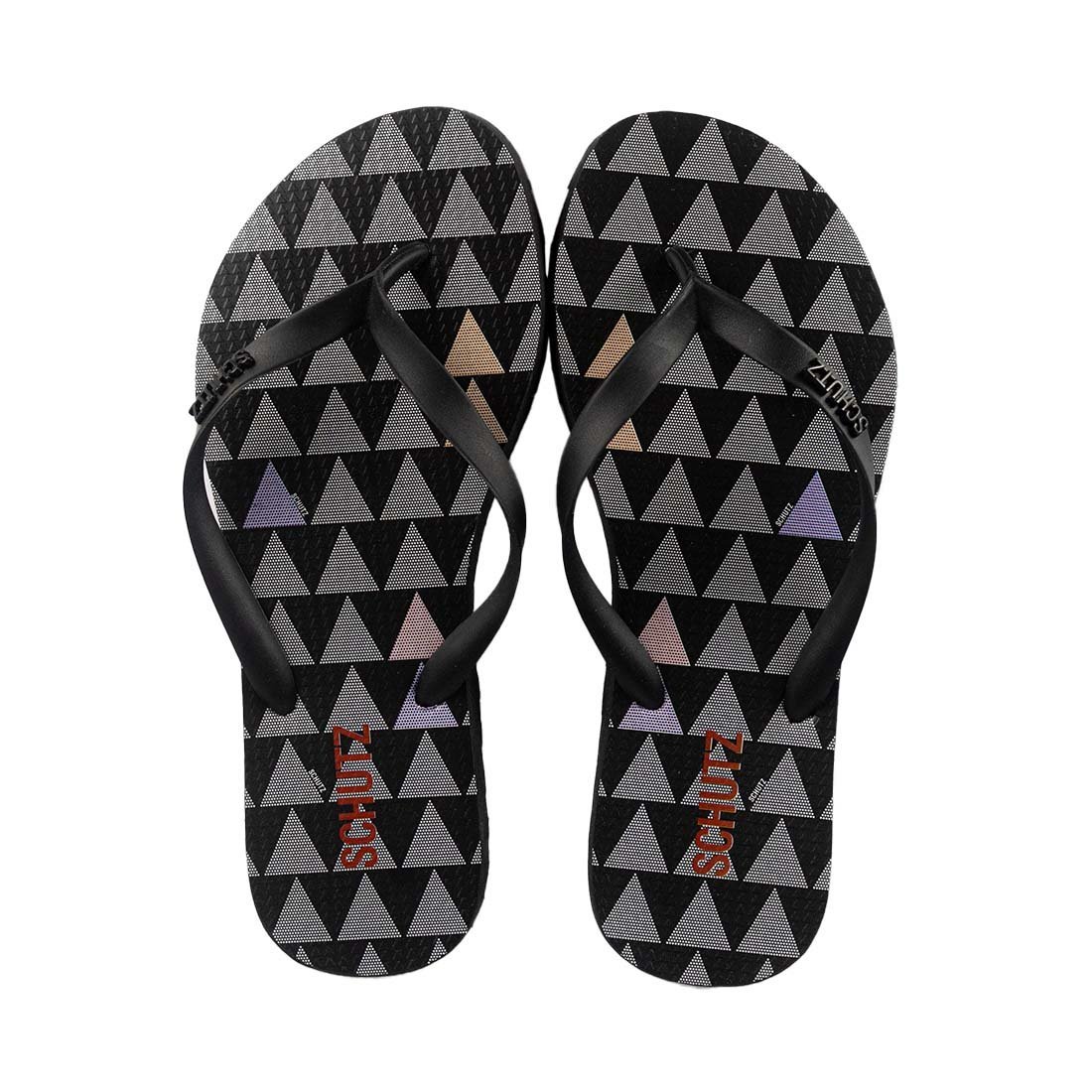 Chinelo Schutz Jellys Estampado Bico Redondo Preto 1