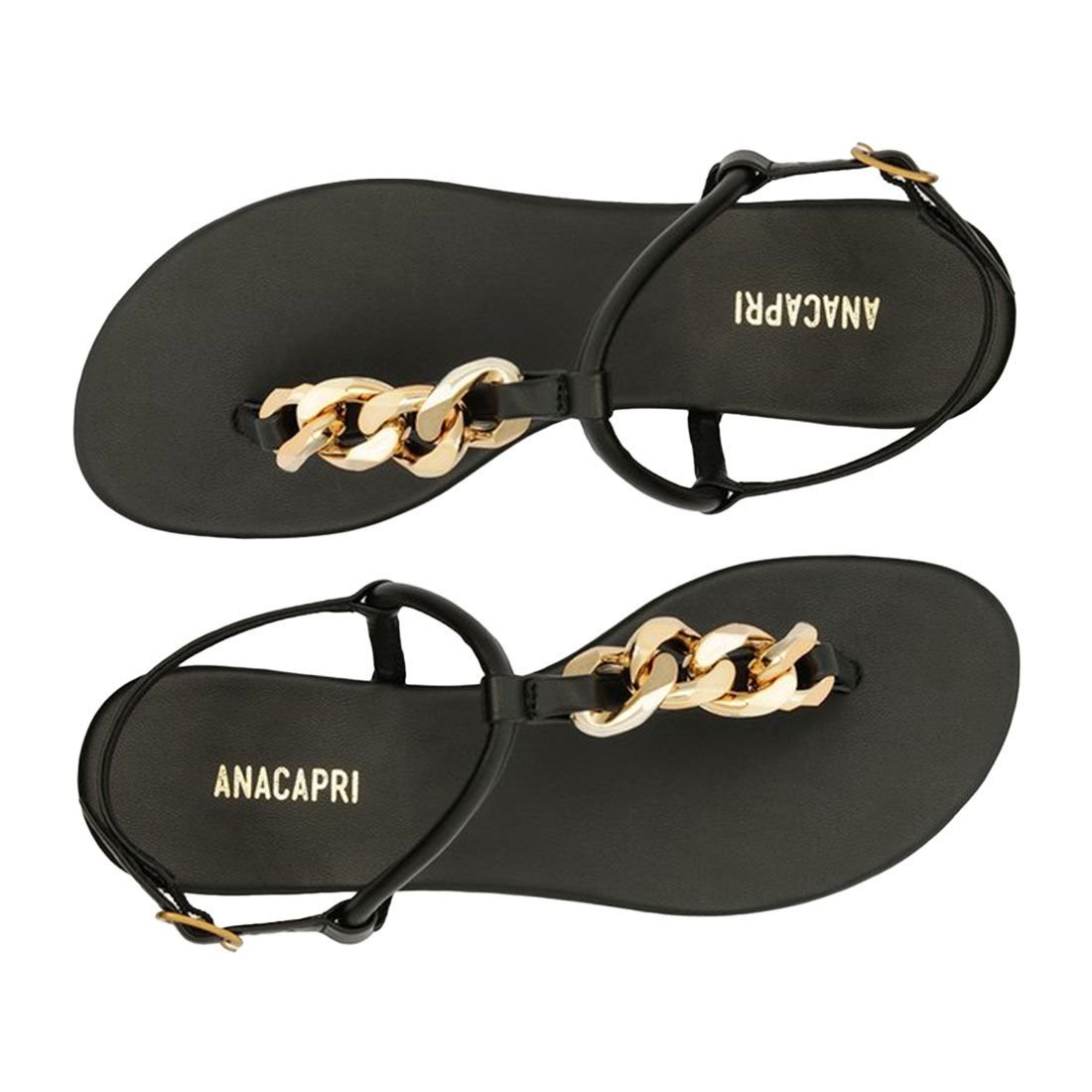 Sandália Rasteira Anacapri Corrente Slim Preto 6