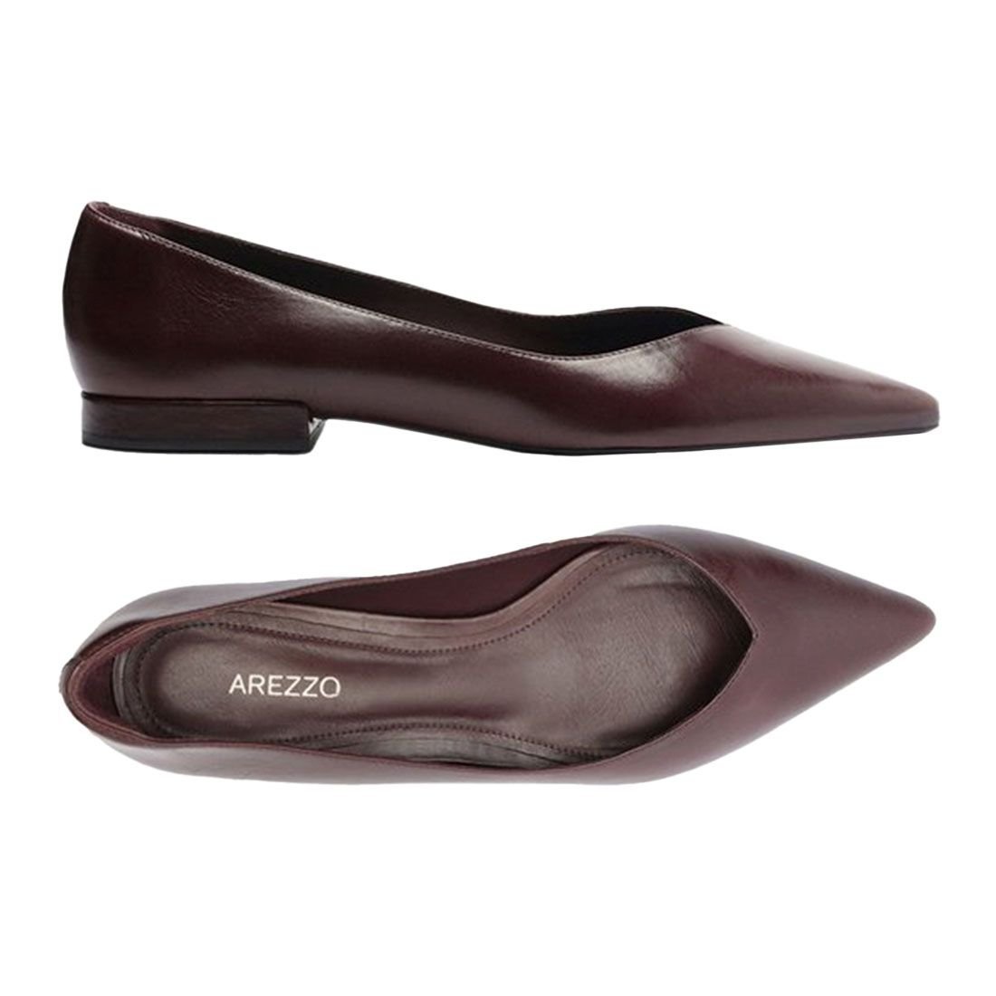 Sapatilha Arezzo Bico Fino Bloco Minimal Marrom 5