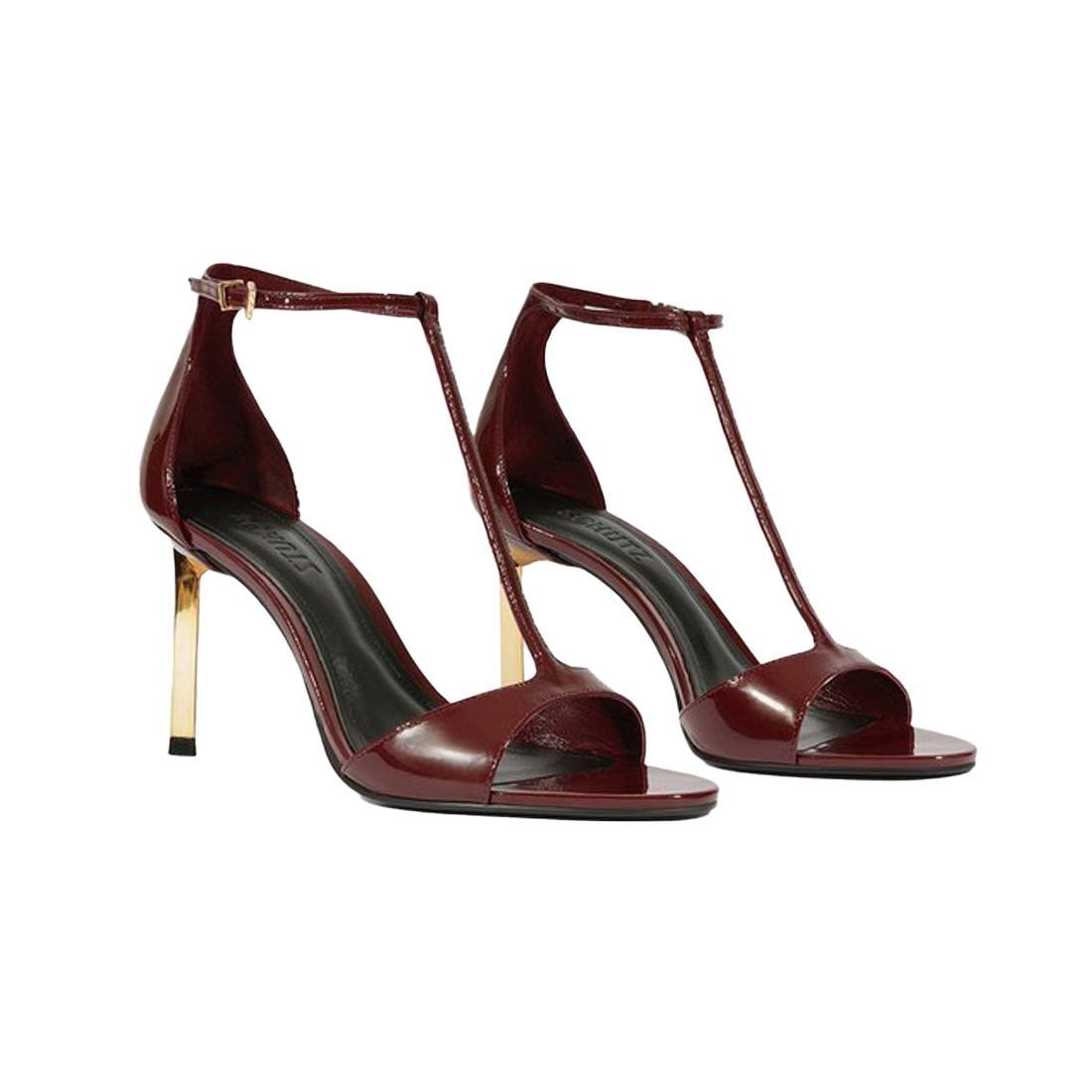 Sandália Schutz Verniz Salto Alto Metalizado Vermelho 2
