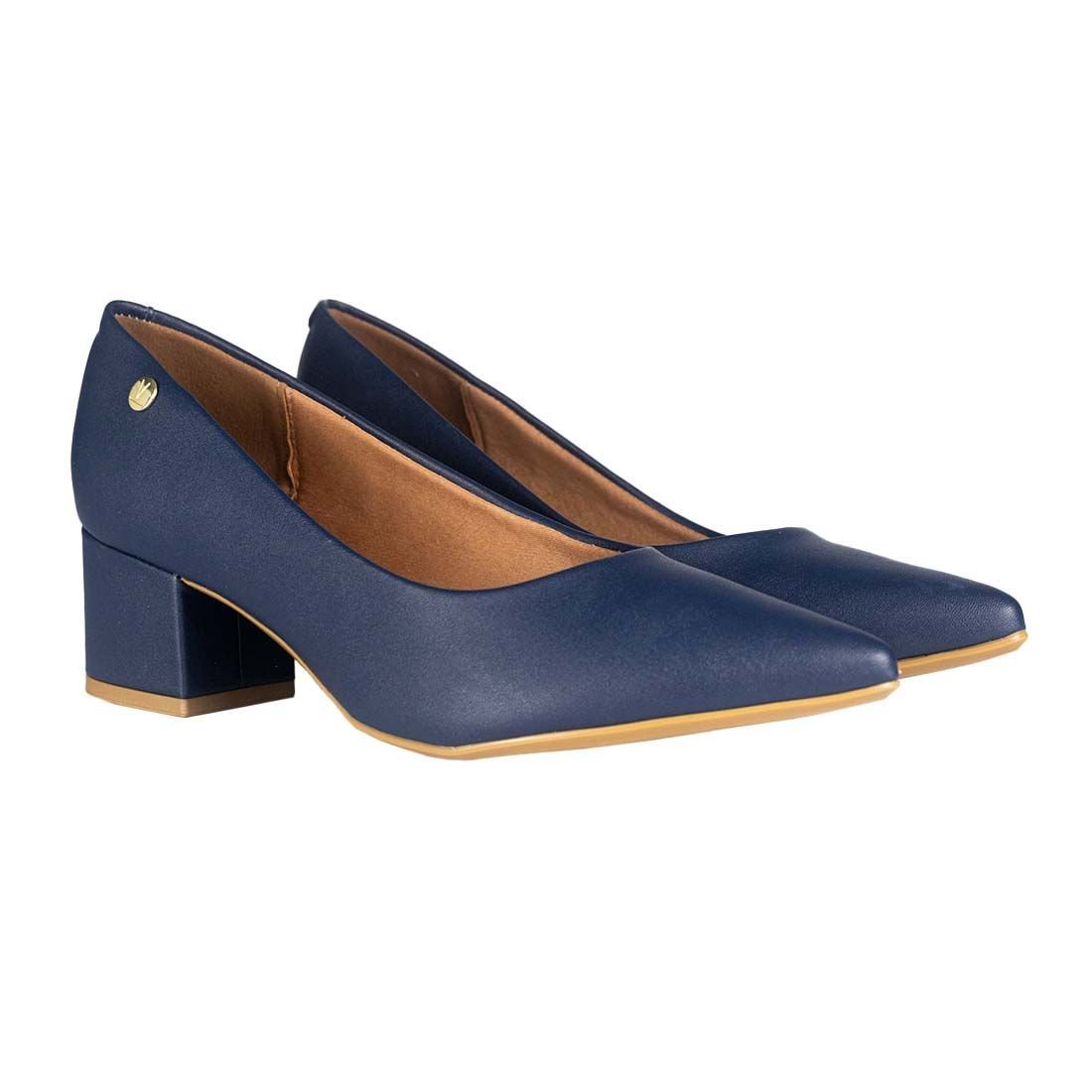 Sapato Scarpin Vizzano Bico Fino Salto Bloco Azul 2