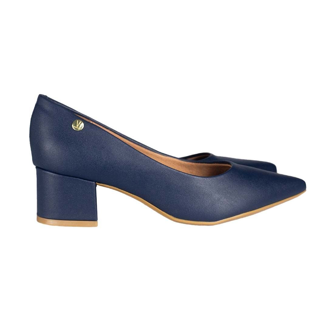 Sapato Scarpin Vizzano Bico Fino Salto Bloco Azul 3