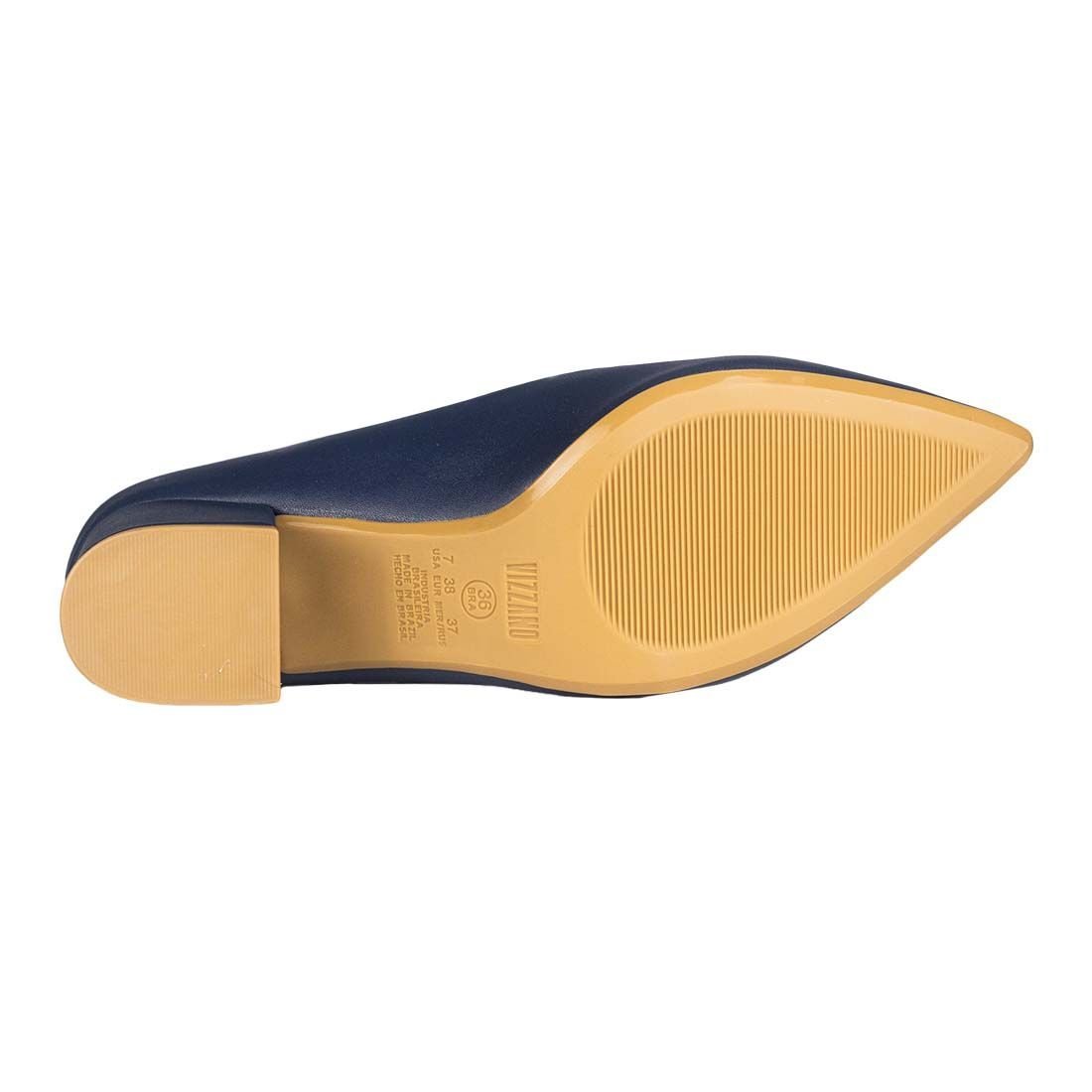 Sapato Scarpin Vizzano Bico Fino Salto Bloco Azul 4