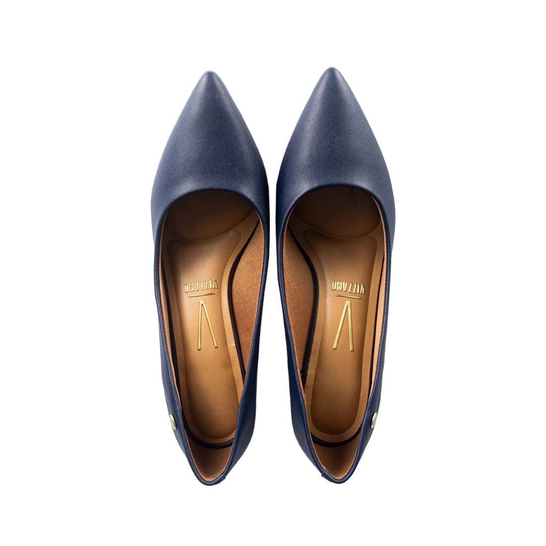 Sapato Scarpin Vizzano Bico Fino Salto Bloco Azul 5