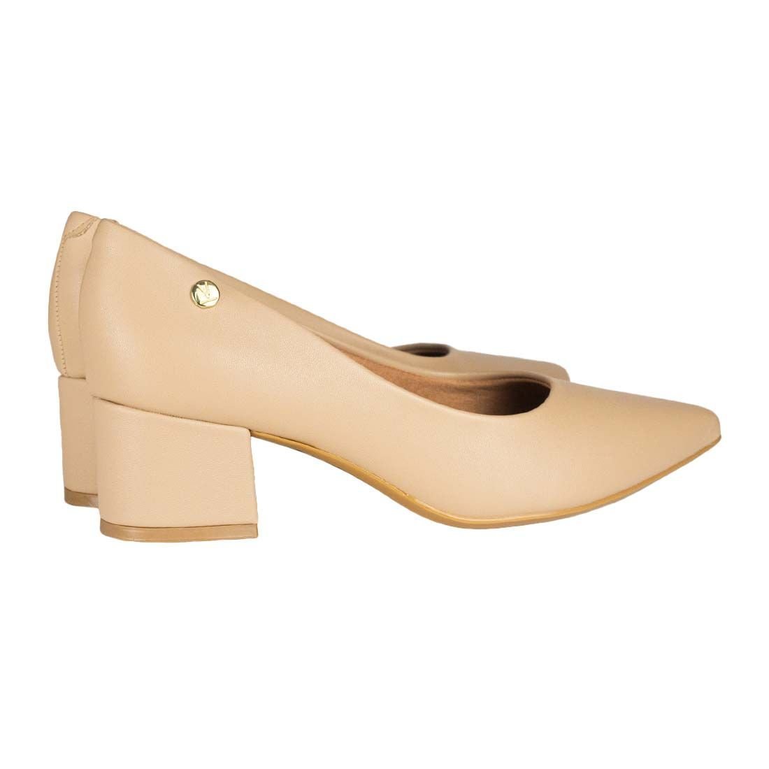 Sapato Scarpin Vizzano Bico Fino Salto Bloco Bege 3