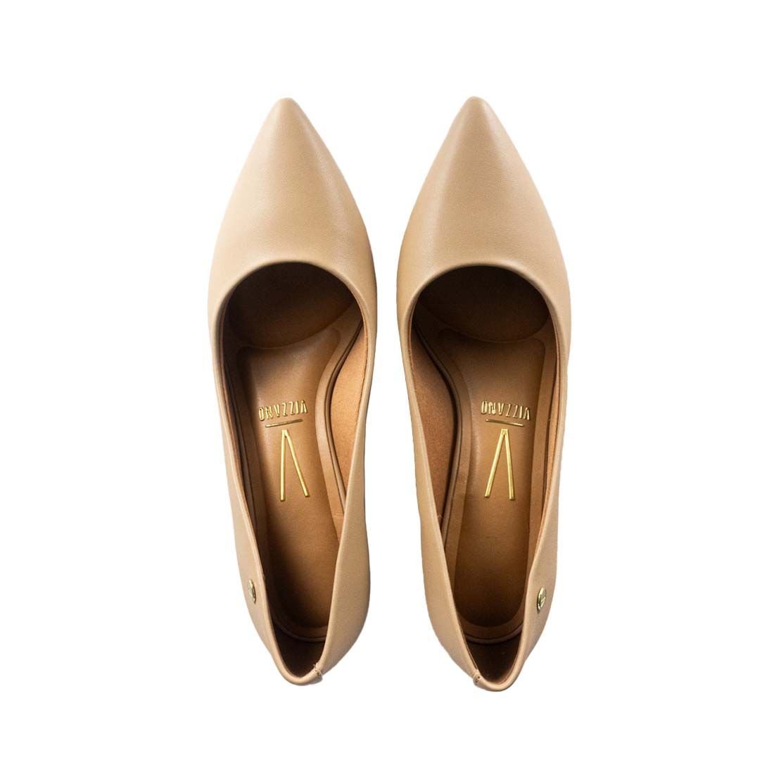 Sapato Scarpin Vizzano Bico Fino Salto Bloco Bege 5