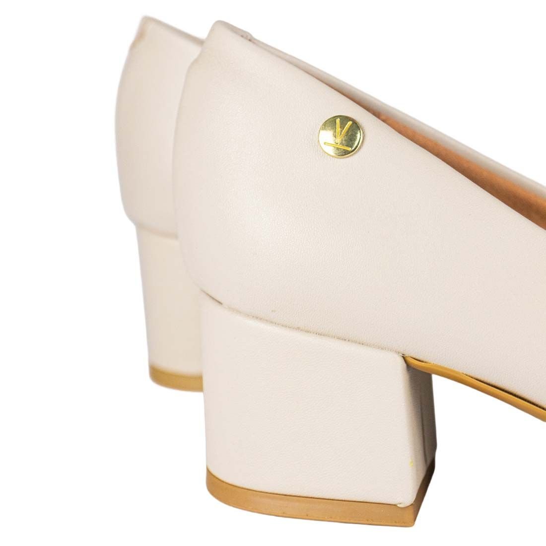 Sapato Scarpin Vizzano Bico Fino Salto Bloco Branco 4