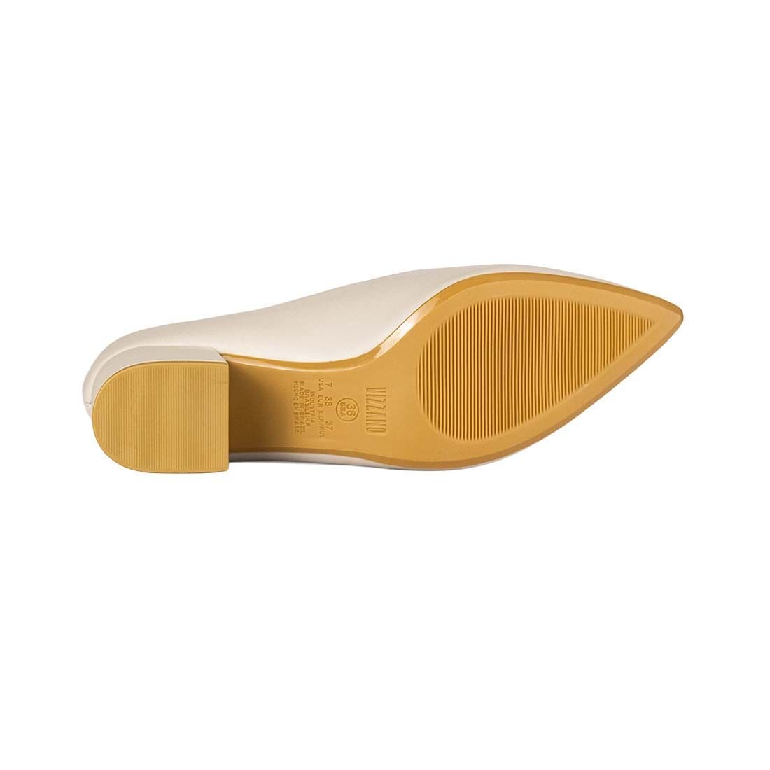 Sapato Scarpin Vizzano Bico Fino Salto Bloco Branco 5