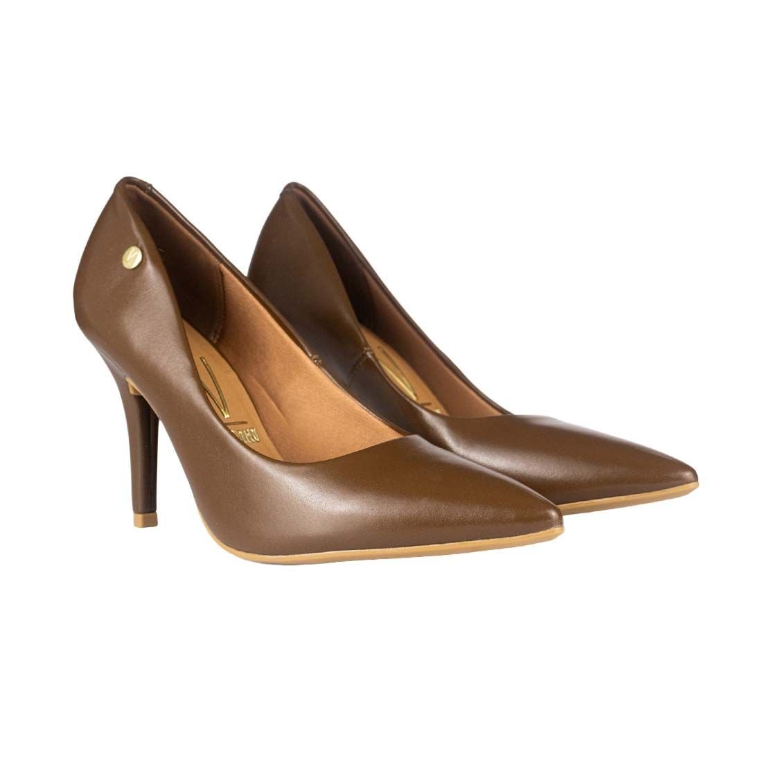 Sapato Scarpin Vizzano Bico Fino Salto Alto Napa Marrom 2