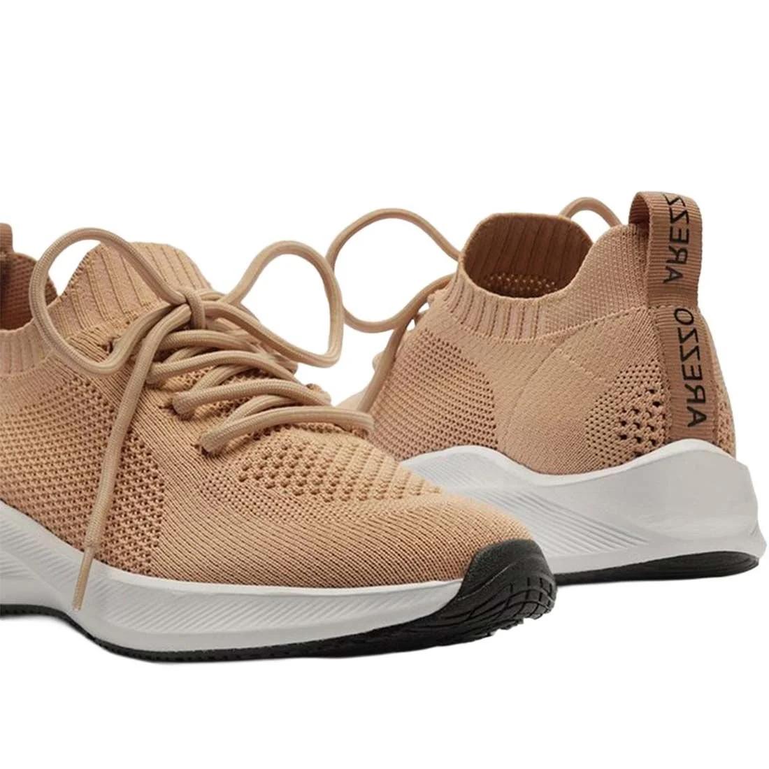 Tênis Arezzo Knit Amarração Básico Bege 4