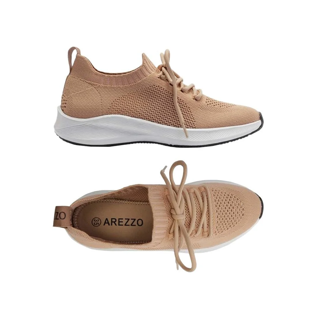 Tênis Arezzo Knit Amarração Básico Bege 5