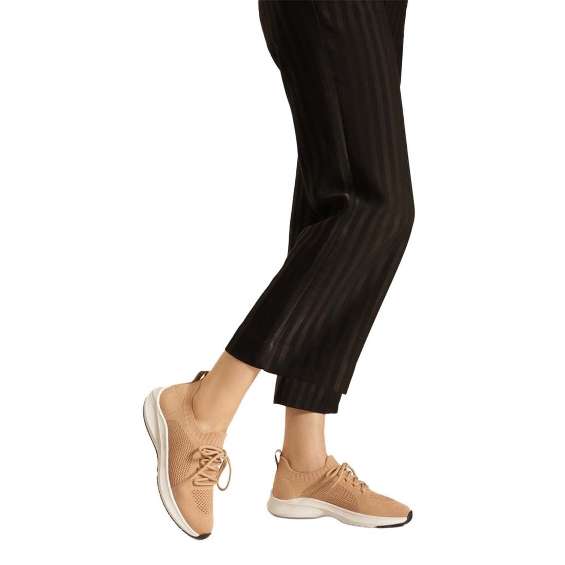 Tênis Arezzo Knit Amarração Básico Bege 6