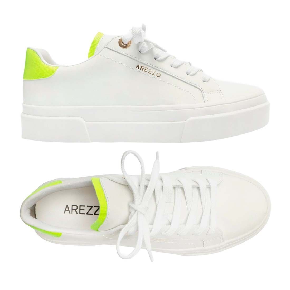 Tênis Arezzo Flatform Amarração Urbana Branco/Verde 5