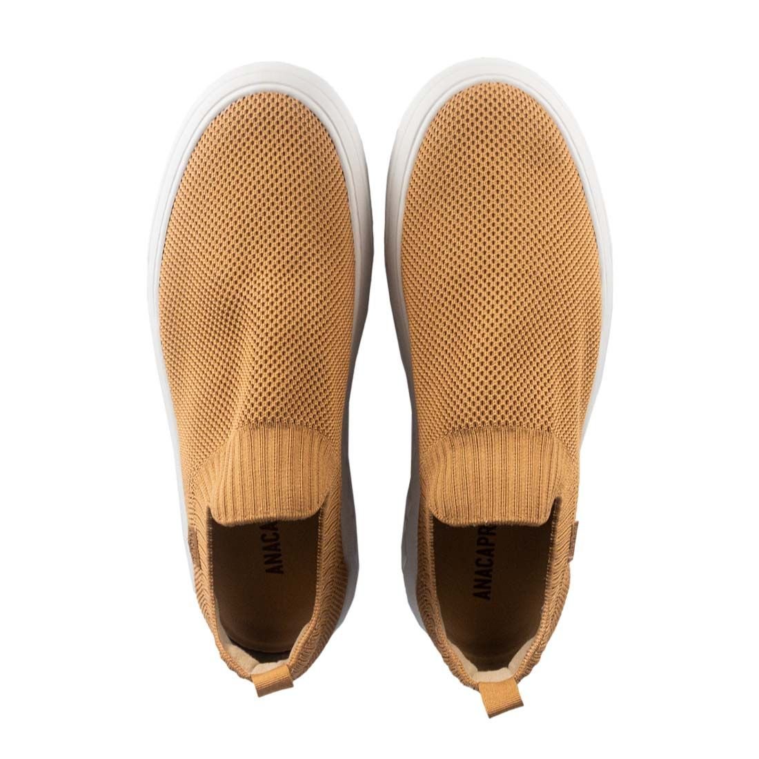 Tênis Slip On Anacapri Knit Plataforma Leve Caramelo 6