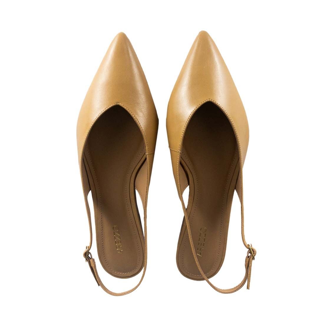 Sapatilha Arezzo Slingback Bico Fino Elegante Bege 5