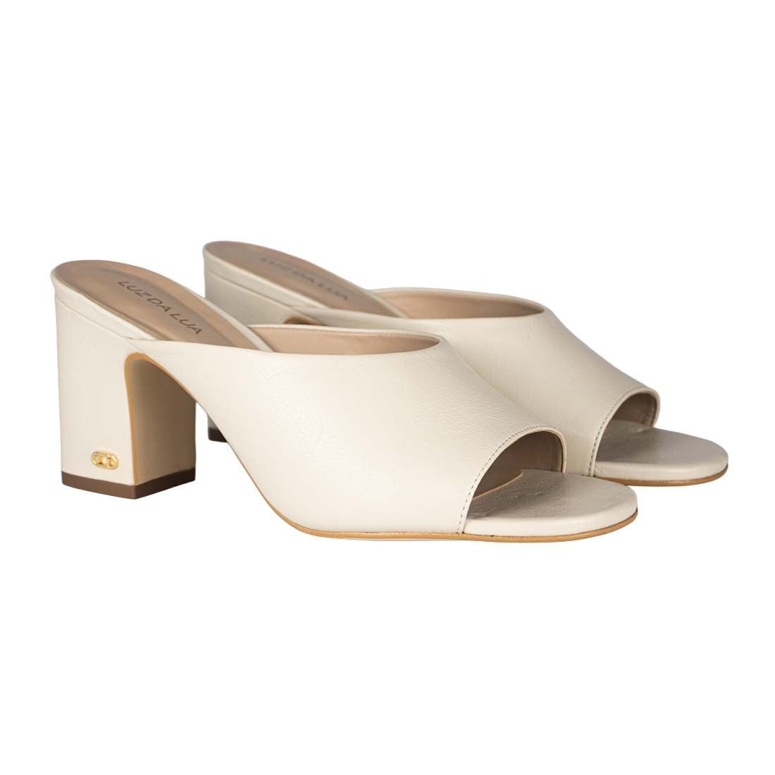 Tamanco Luz da Lua Salto Bloco Casual Elegante Off White 2