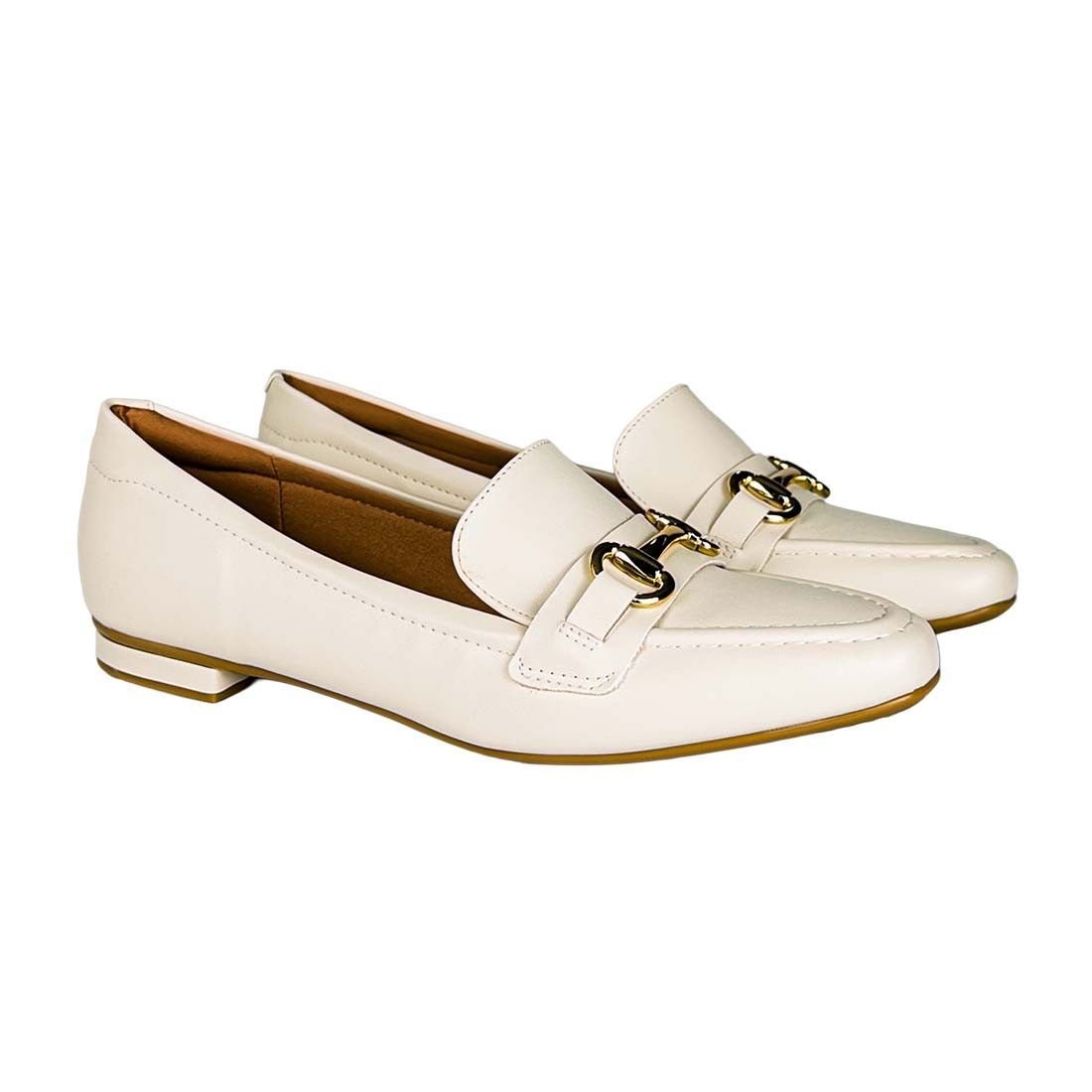 Sapato Mocassim Vizzano Enfeite Metalizado Branco 2