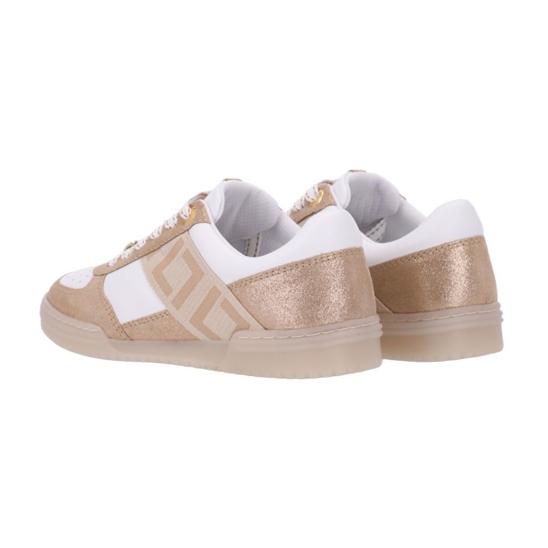 Tênis Luz da Lua Casual Monograma na Lateral Branco/Dourado 3