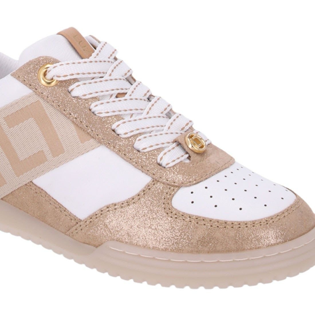 Tênis Luz da Lua Casual Monograma na Lateral Branco/Dourado 4