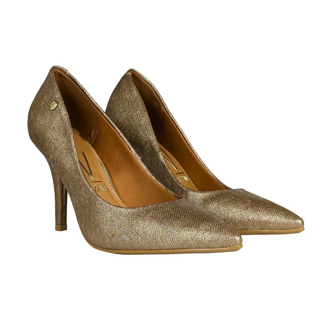 Sapato Scarpin Vizzano Salto Fino Bico Fino Dourado 2