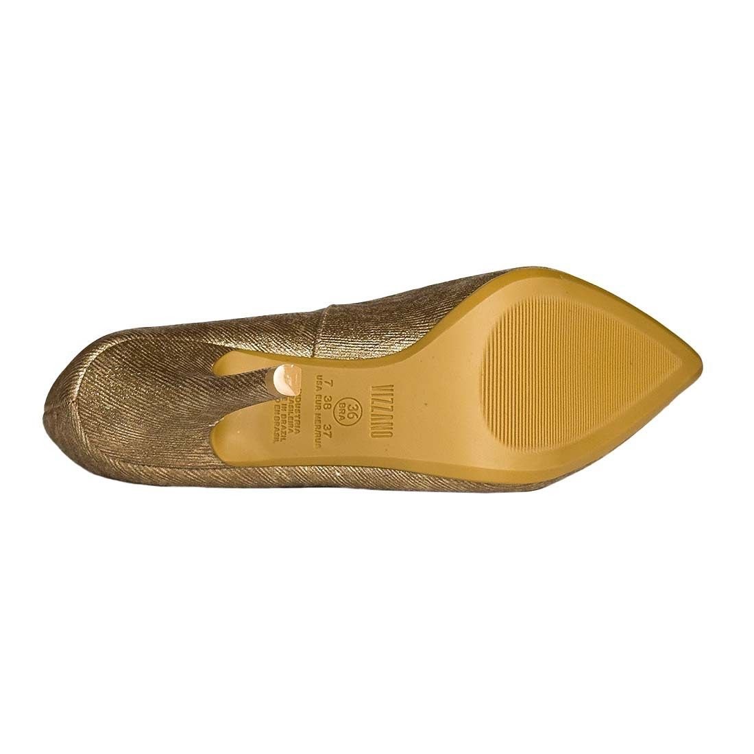 Sapato Scarpin Vizzano Salto Fino Bico Fino Dourado 4