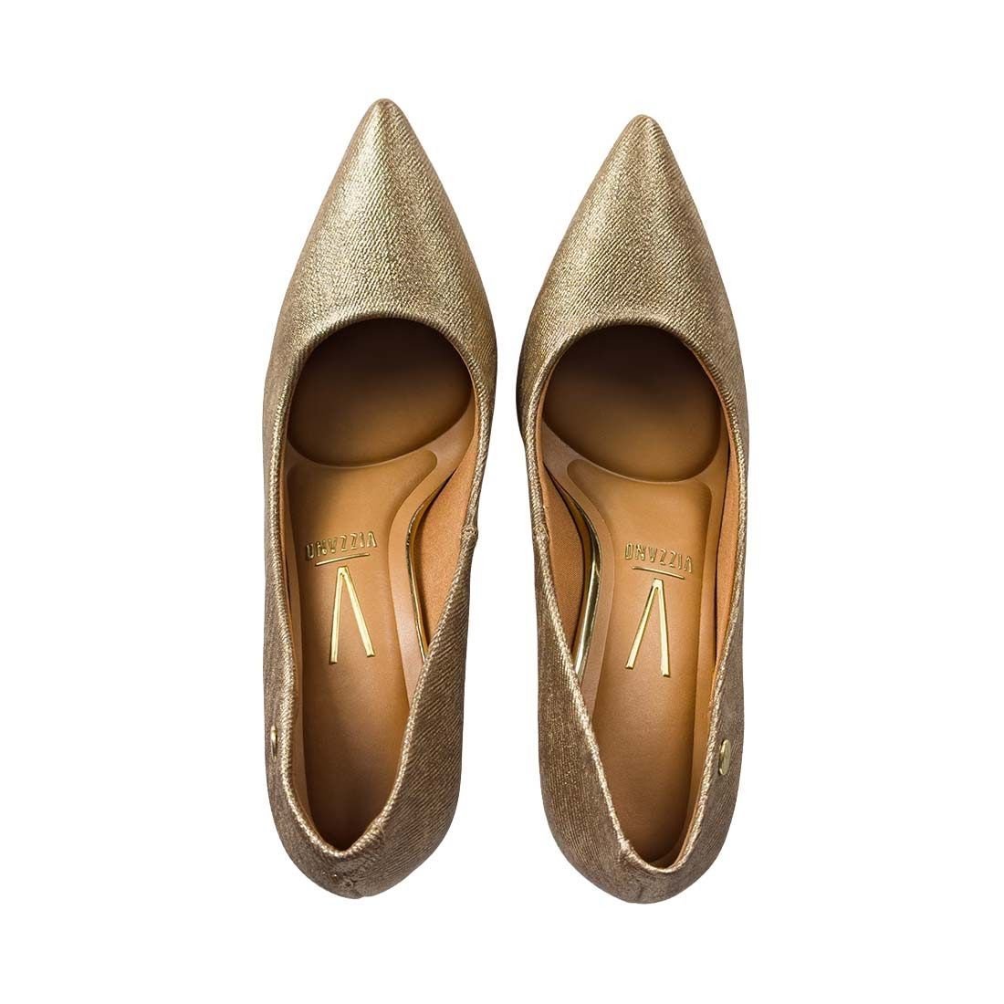 Sapato Scarpin Vizzano Salto Fino Bico Fino Dourado 5