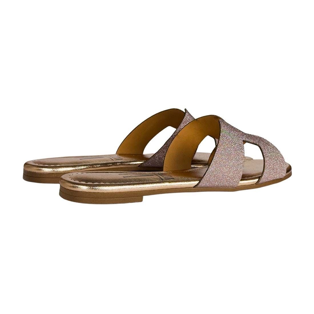 Sandália Rasteira Vizzano Tira H Dourado Rose 3