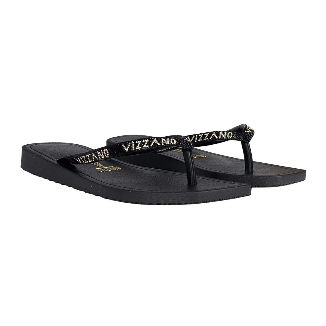 Chinelo Vizzano Rasteiro Tira Fina Metalizado Preto 3