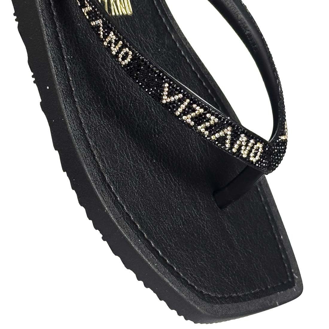 Chinelo Vizzano Rasteiro Tira Fina Metalizado Preto 5