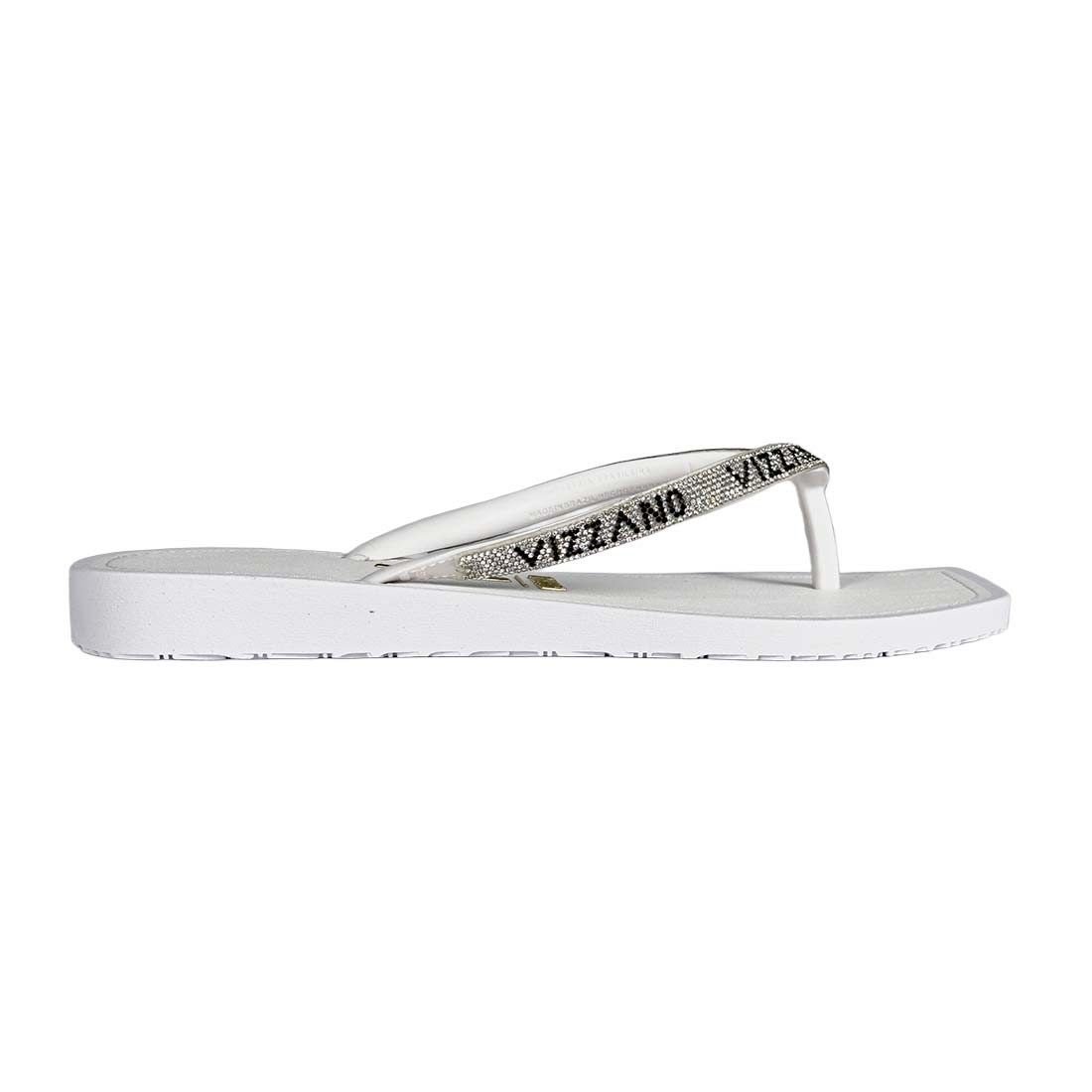 Chinelo Vizzano Rasteiro Tira Fina Metalizado Branco 2