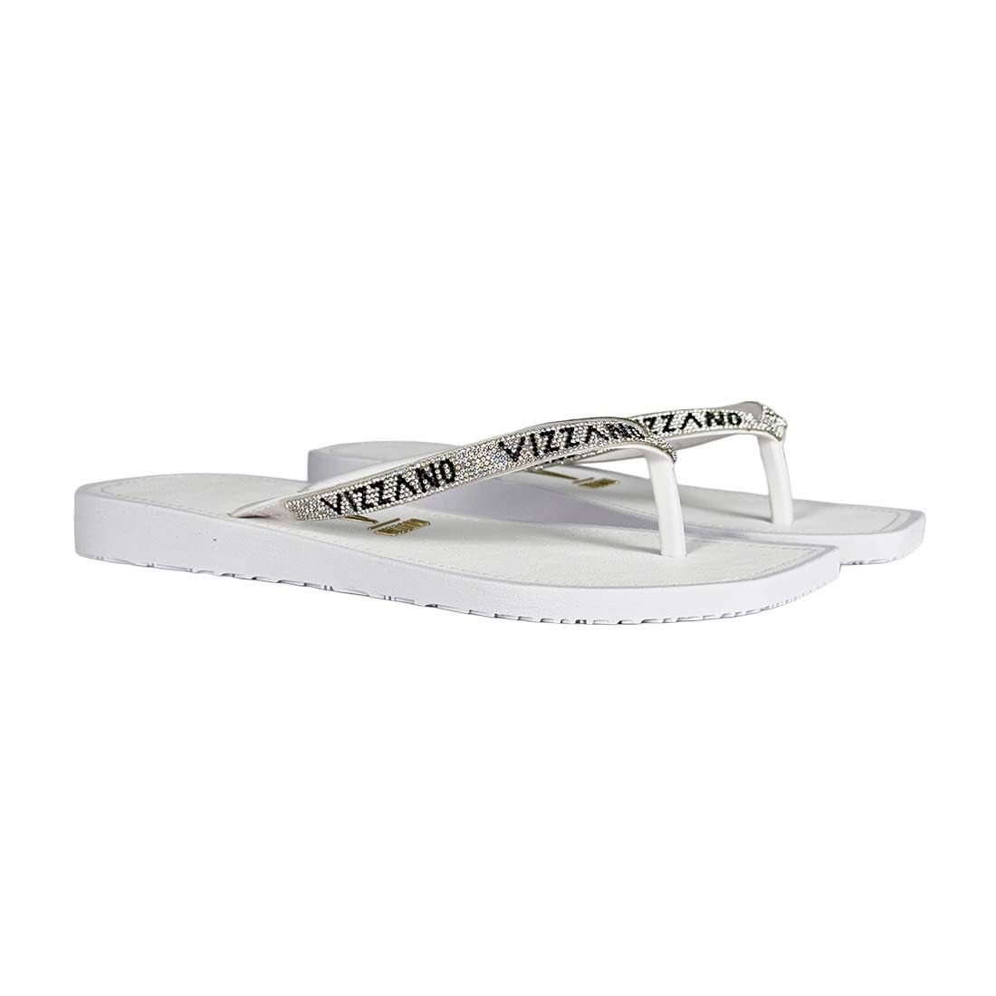 Chinelo Vizzano Rasteiro Tira Fina Metalizado Branco 3