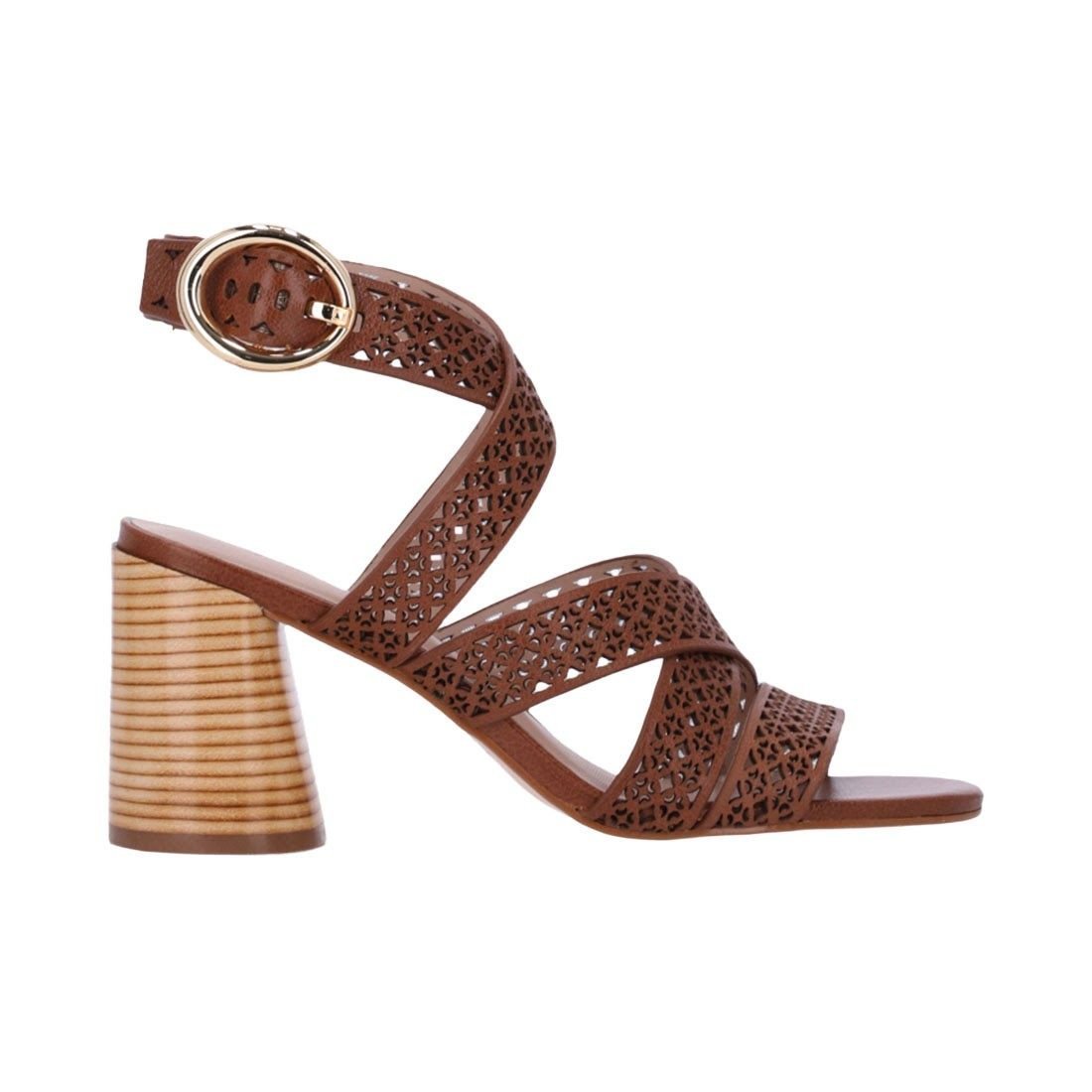 Sandália Luz da Lua com Salto Alto Grosso Vazado