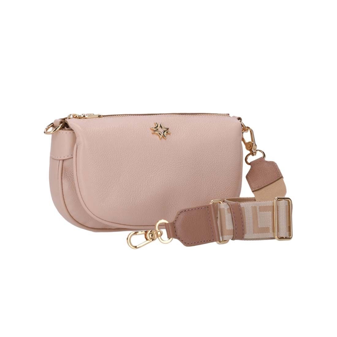 Bolsa Luz da Lua Tiracolo Pequena com Alça Larga Bege 3