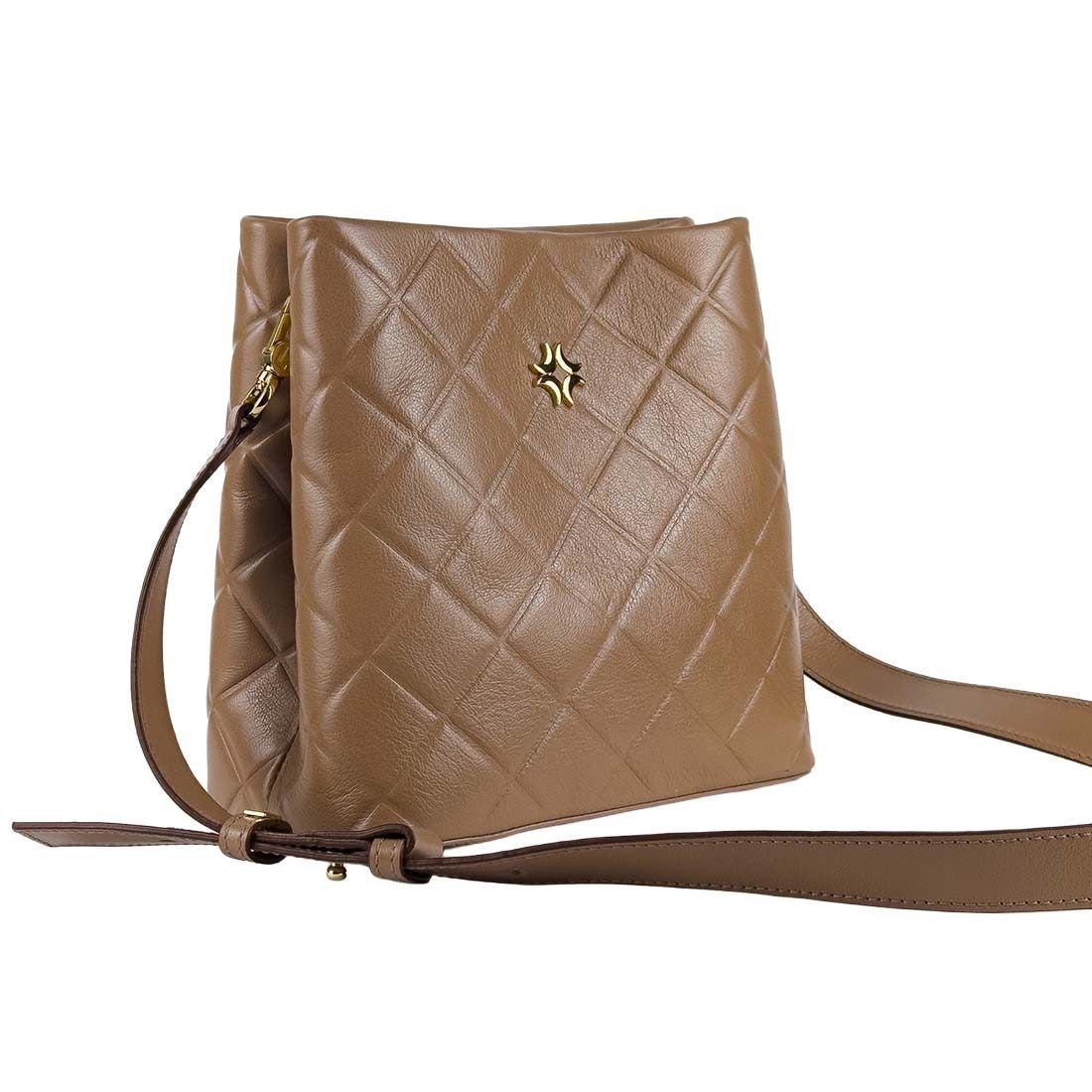 Bolsa Luz da Lua Tiracolo Matelassê Alça Larga Bege 2