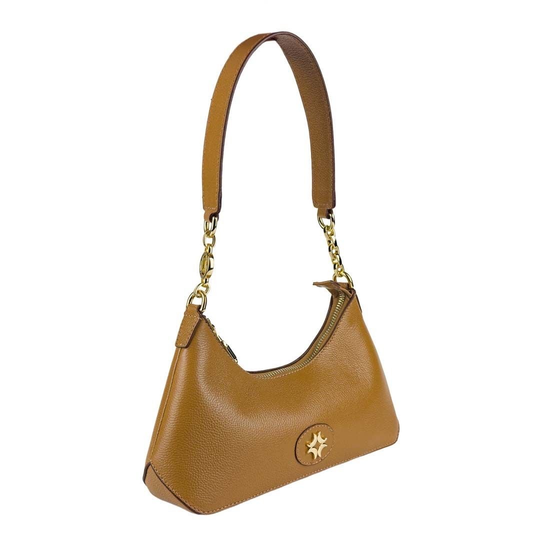 Bolsa Luz da Lua Baguete Corrente Oval Caramelo 2