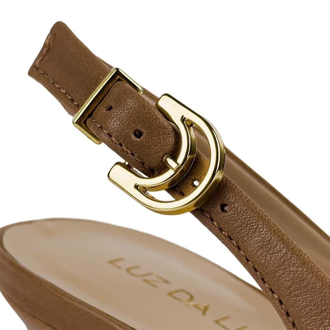 Sandália Luz da Lua Slingback com Salto Geométrico Bege 4