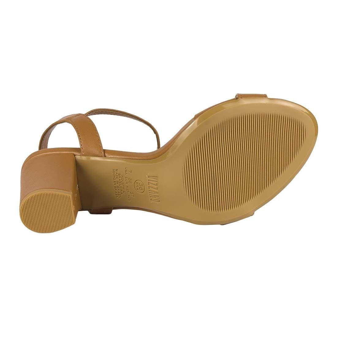 Sandália Vizzano Salto Médio Bloco Tira Fina Camel 4